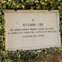 Plate dedicated to Vittorio Cini from the Veneto Region to the Castle of Monselice